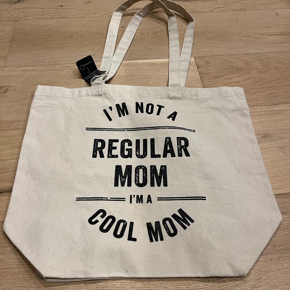 Cool Mom Canvas Tote Bag - Natural with Black Print